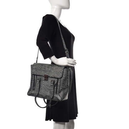 3.1 Phillip Lim Textured Calfskin Medium Pashli Satchel Black Cream 2 of 9