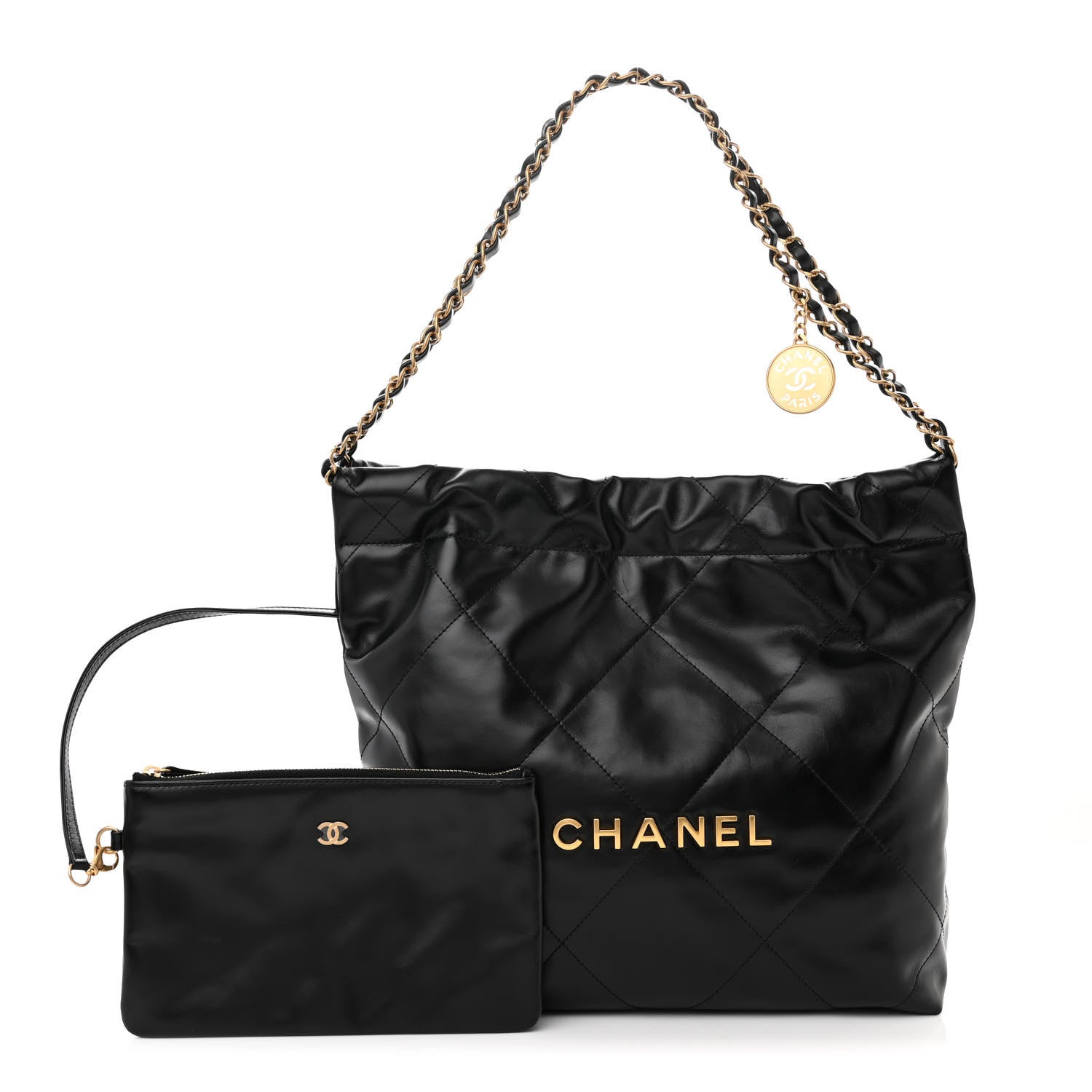 Chanel Shiny Calfskin Quilted Small Chanel 22 Black 1 of 11