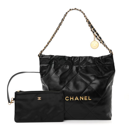 Chanel Shiny Calfskin Quilted Small Chanel 22 Black 1 of 11