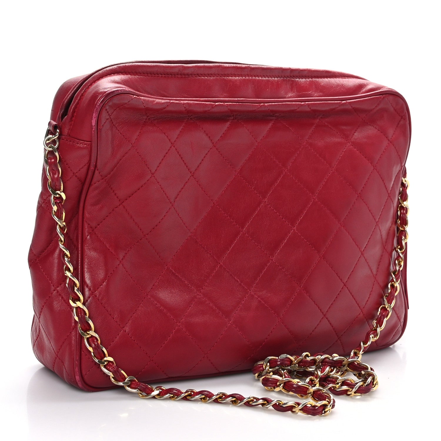 Chanel Lambskin Quilted CC Tassel Flap Camera Case Red 2 of 11