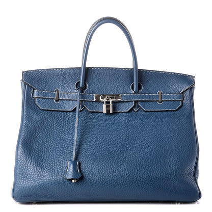 Hermes Taurillon Clemence Birkin 40 Bleu Thalassa 1 of 31