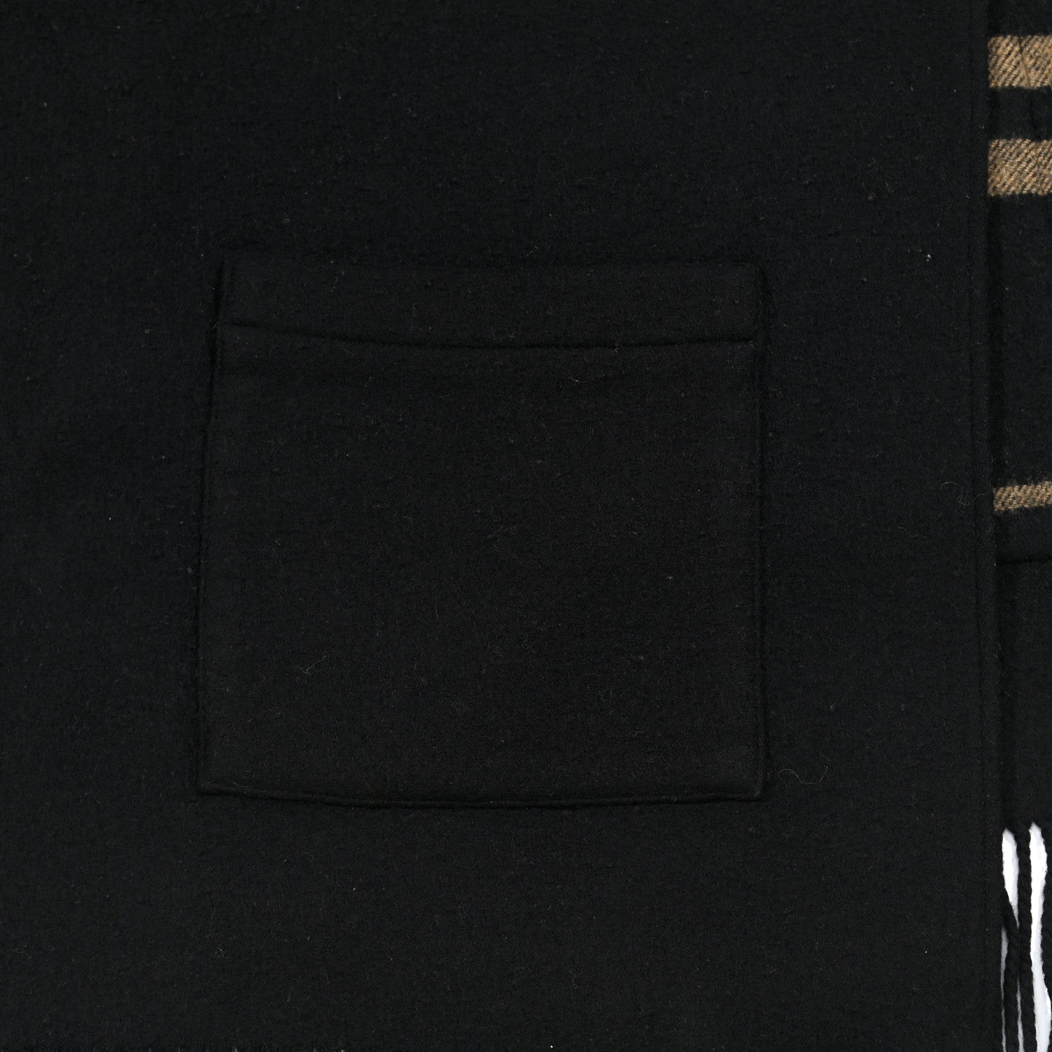 Burberry Merino Wool Cashmere Check Pocket Scarf Black 4 of 5