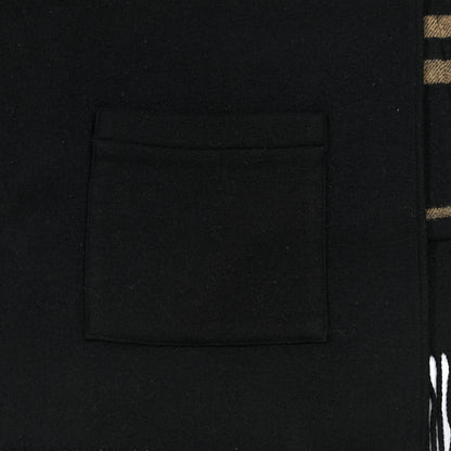 Burberry Merino Wool Cashmere Check Pocket Scarf Black 4 of 5