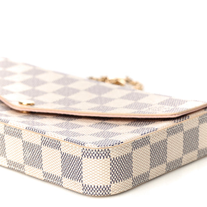 Louis Vuitton Damier Azur Pochette Felicie Chain Wallet Rose Ballerine 12 of 14