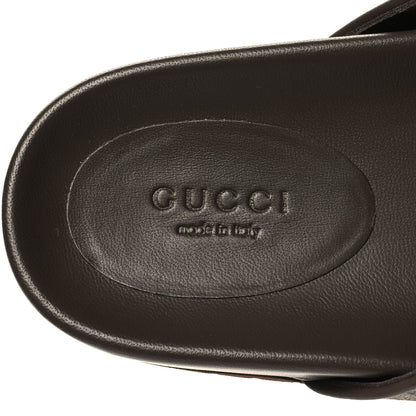 Gucci GG Supreme Monogram Miro Soft Calfskin Womens Horsebit Slippers 38.5 Beige Ebony New Acero 8 of 9