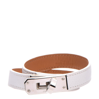 Hermes Epsom Kelly Double Tour Bracelet M Blanc White 1 of 6