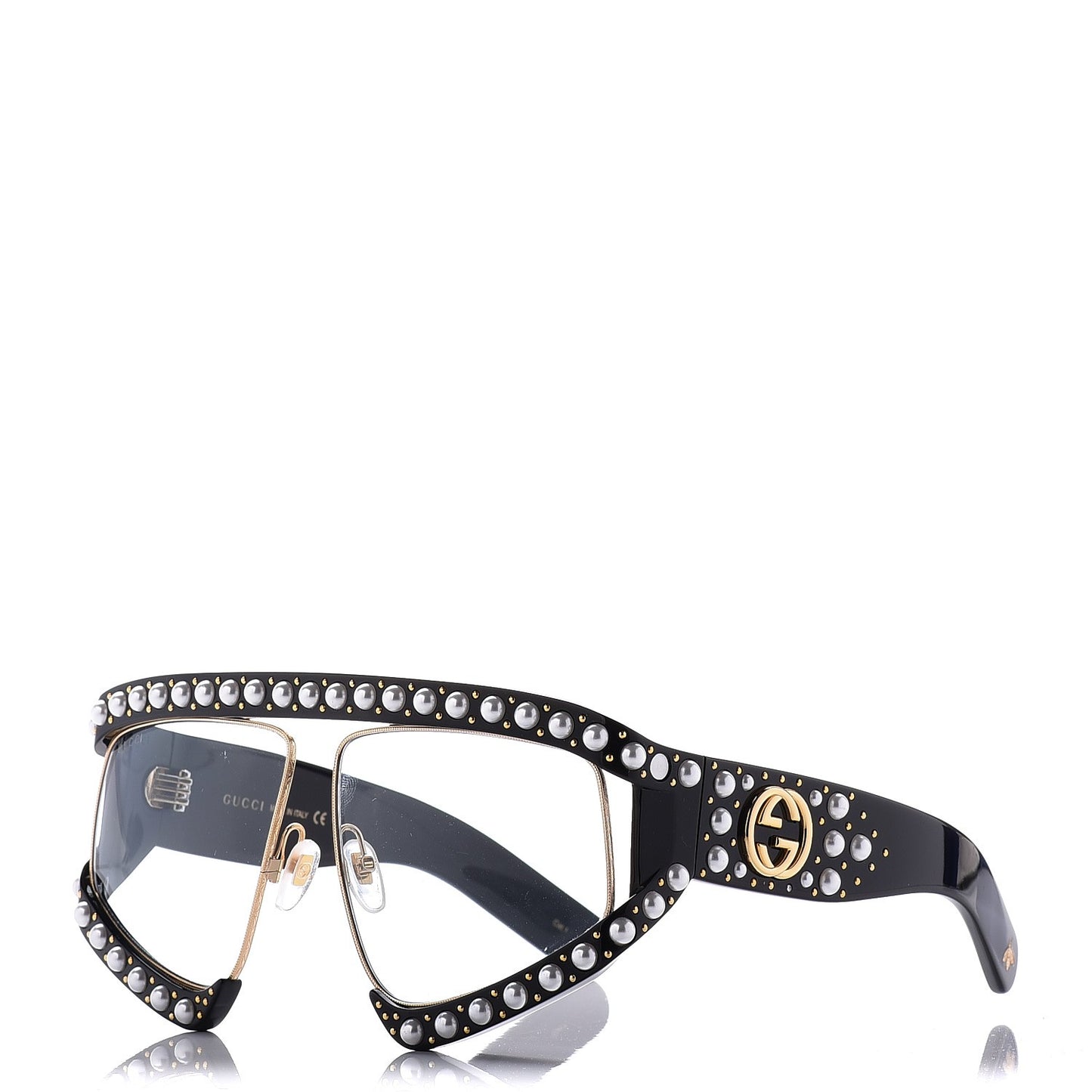 Acetate Pearl Rectangular Frame Sunglasses GG0234S7/S Black