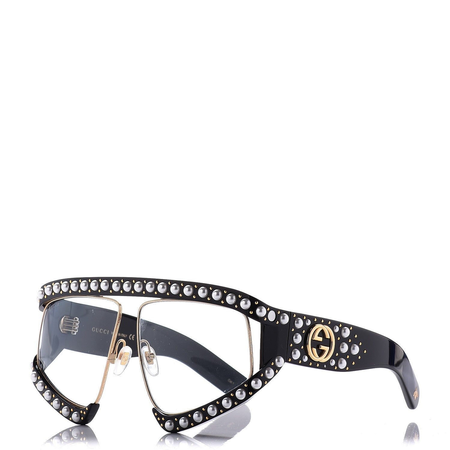 Gucci Acetate Pearl Rectangular Frame Sunglasses GG0234S7/S Black 1 of 9
