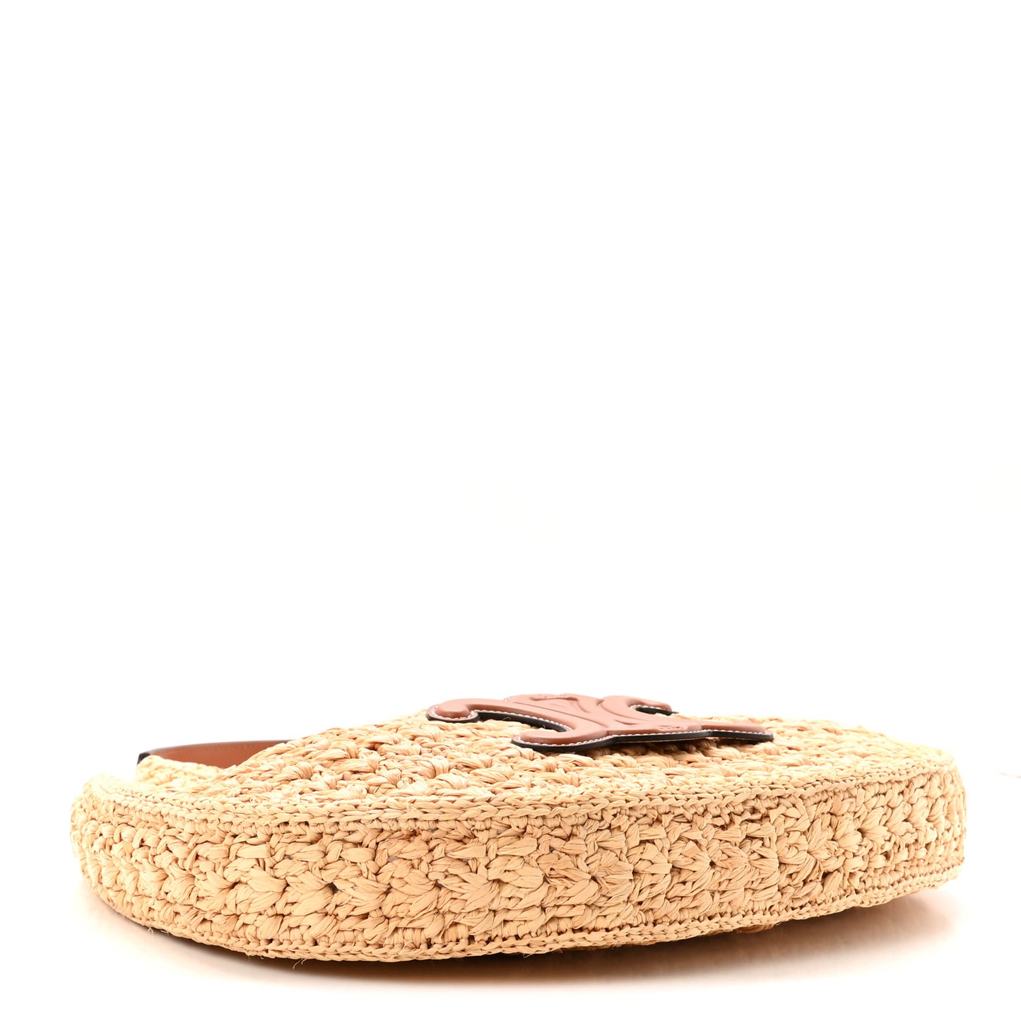 Raffia Calfskin Triomphe Panier Hobo Bag Natural Tan