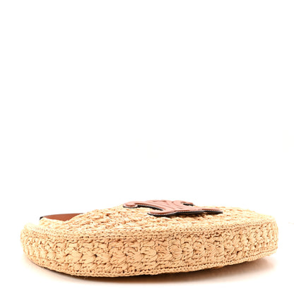 Celine Raffia Calfskin Triomphe Panier Hobo Bag Natural Tan 4 of 9