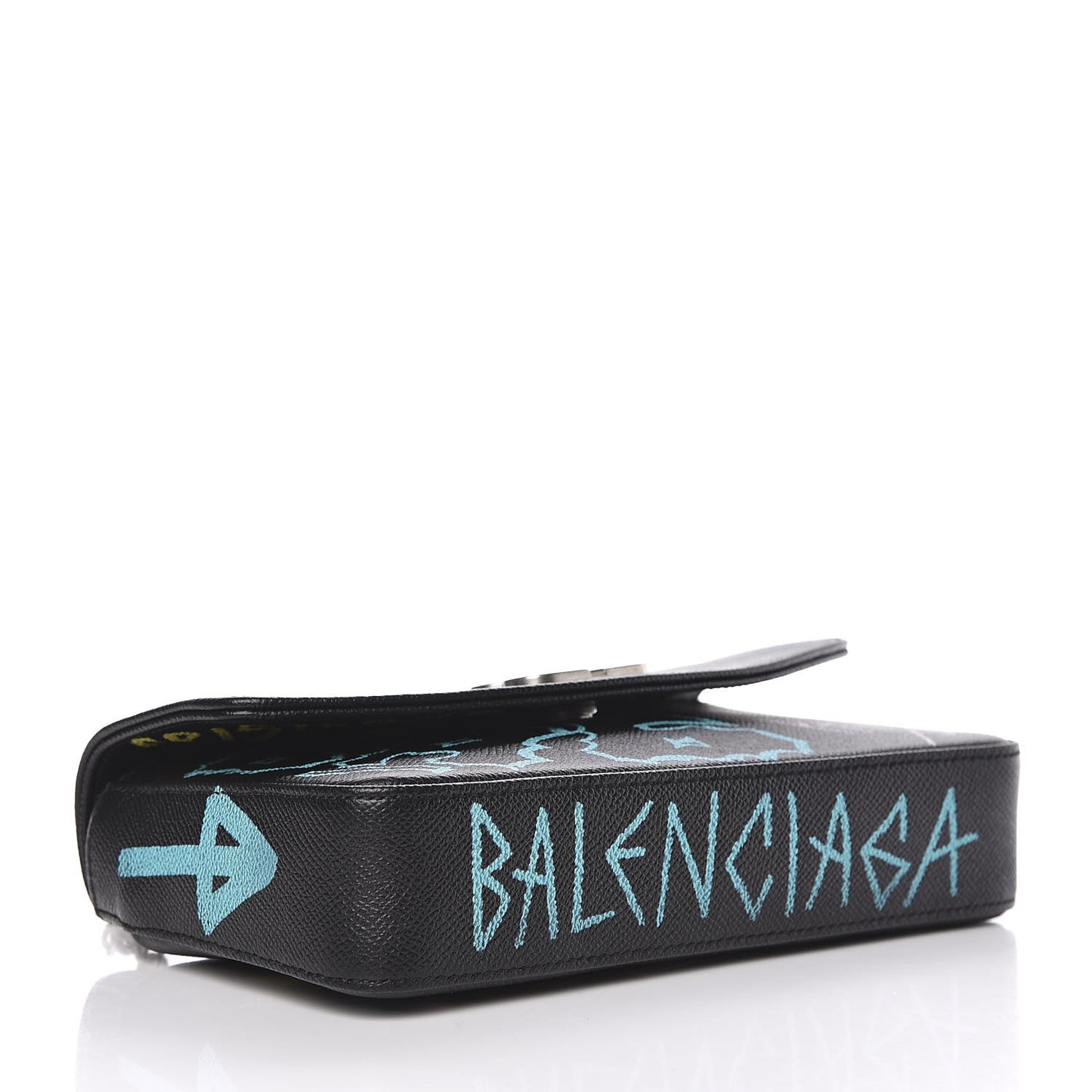 Calfskin Graffiti BB Chain Wallet Black Multicolor