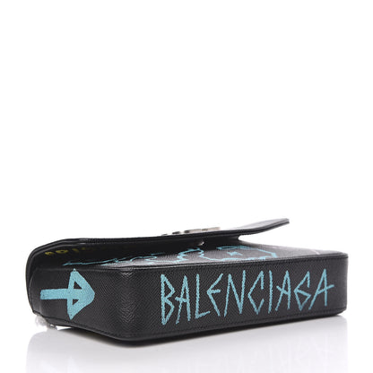Balenciaga Calfskin Graffiti BB Chain Wallet Black Multicolor 4 of 9