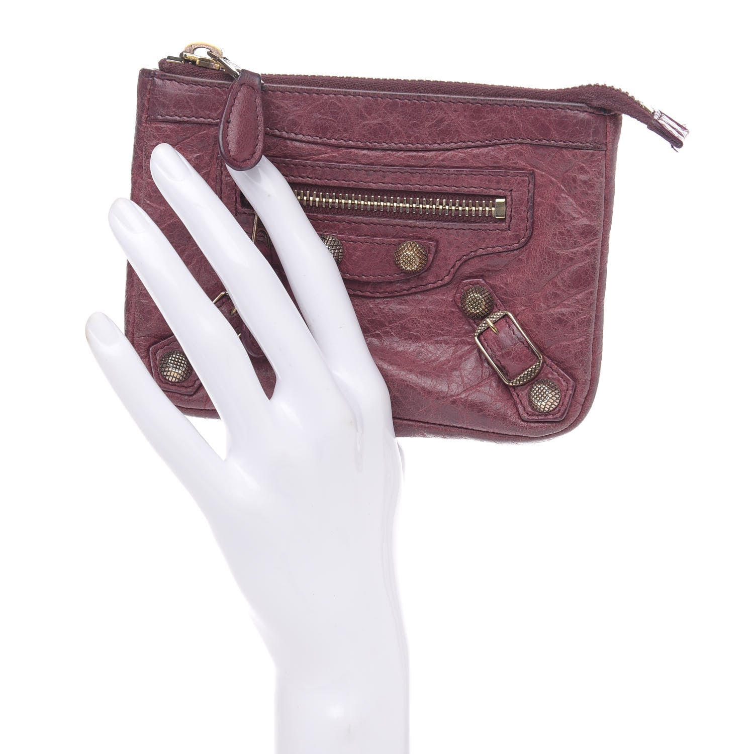 Balenciaga Agneau Giant 12 Gold Hardware M Porte-Monnaie Coin Purse Cassis 2 of 9
