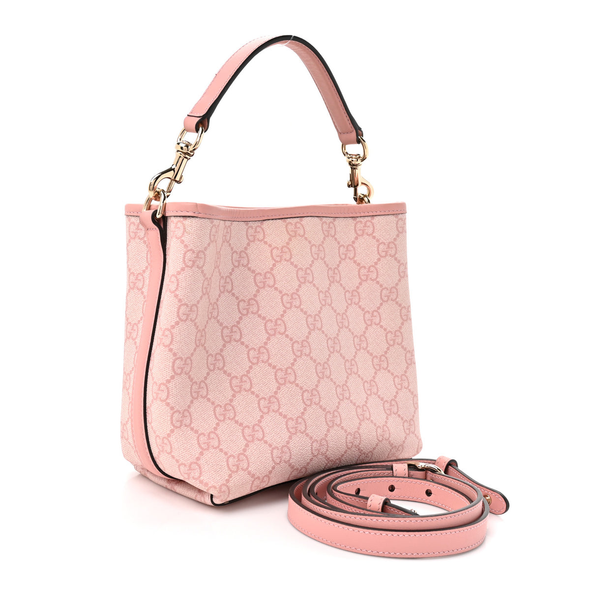 GG Supreme Monogram Emblem Mini Bucket Bag Pink