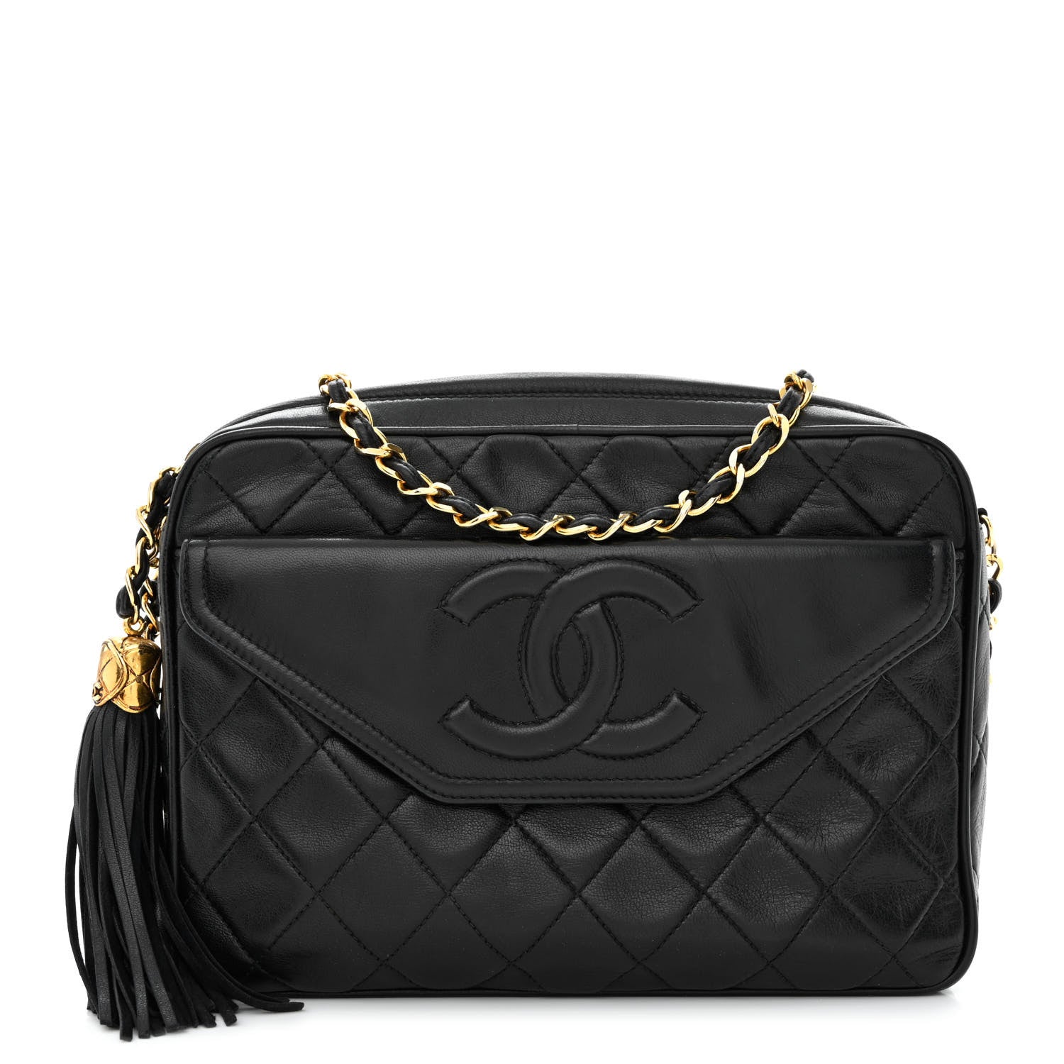 Chanel Lambskin Quilted Tassel Camera Case Black 1 of 11