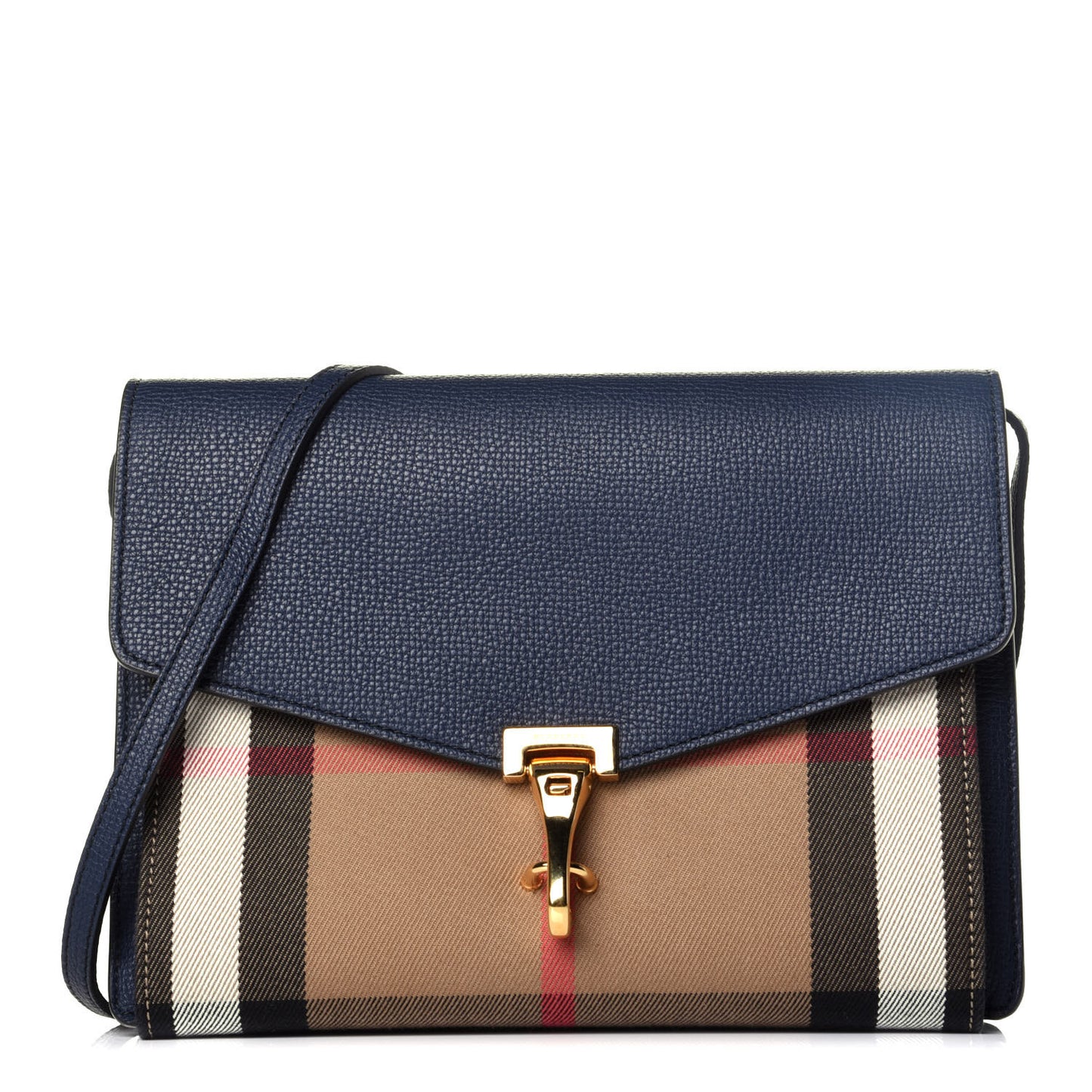 Derby Calfskin House Check Small Macken Crossbody Bag Ink Blue