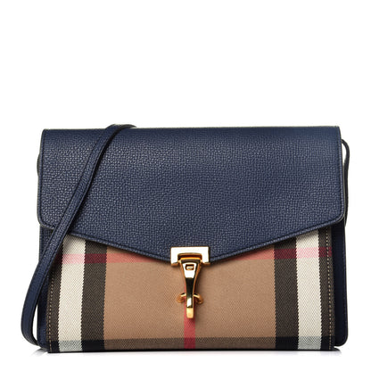 Burberry Derby Calfskin House Check Small Macken Crossbody Bag Ink Blue 1 of 9