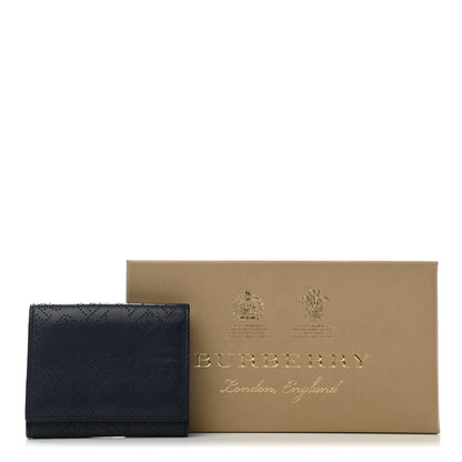 Burberry Calfskin Perforated Compact Wallet Navy 7 of 7