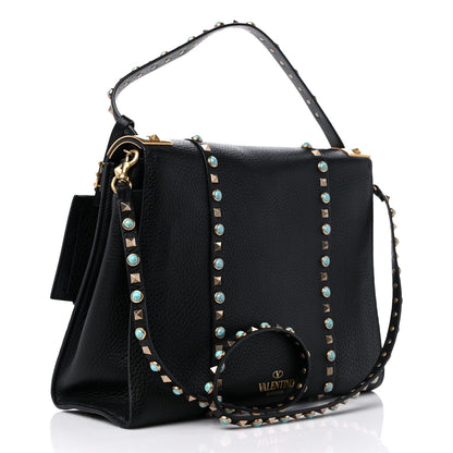 Valentino Garavani Alce Calfskin My Rockstud Rolling Frame Bag Black 3 of 8
