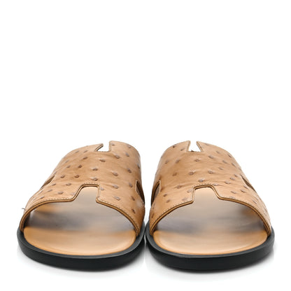 Hermes Ostrich Mens Izmir Sandals 44 Brun Fauve 2 of 9