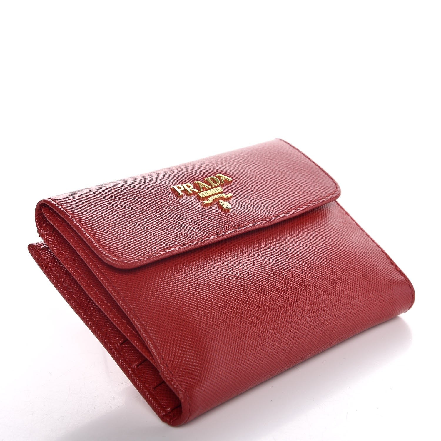 Prada Saffiano Metal Flap Wallet Fuoco 3 of 8