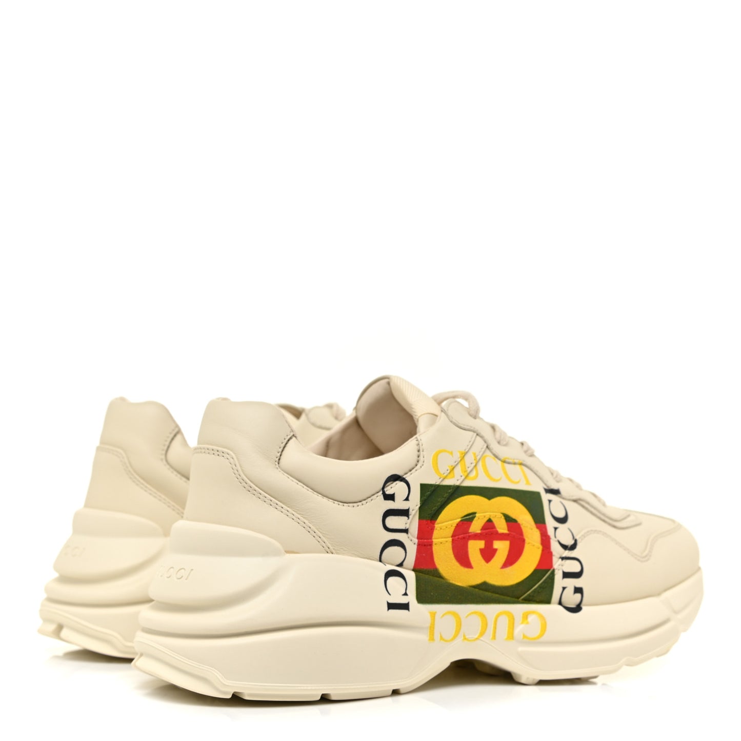 Calfskin Interlocking G Logo Mens Rhyton Sneakers 8 Ivory