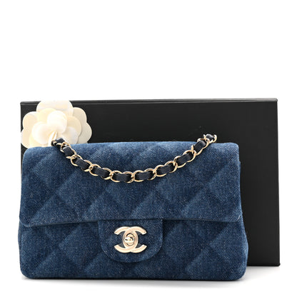 Chanel Printed Denim Quilted Mini Rectangular Flap Dark Blue 11 of 11