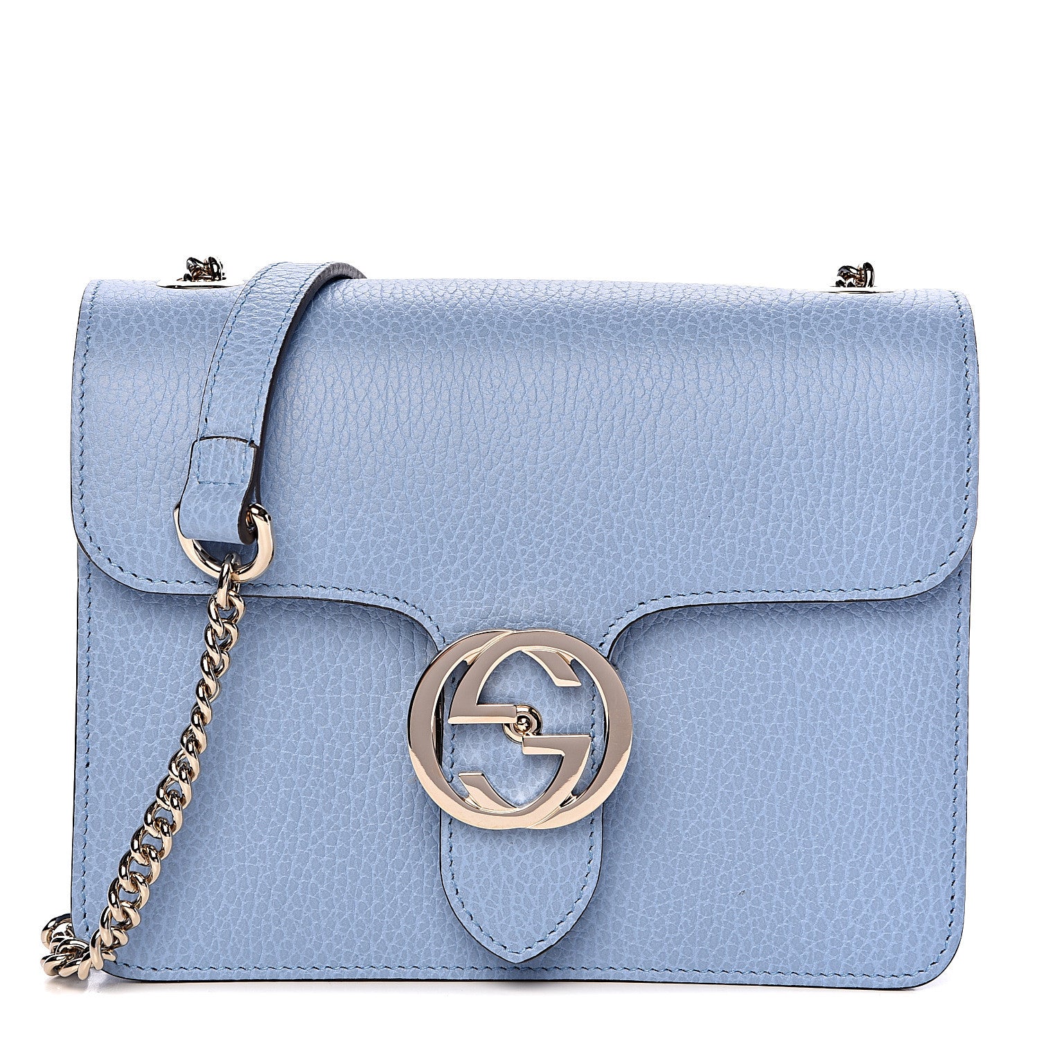 Gucci Dollar Calfskin Small Interlocking G Shoulder Bag Mineral Blue 1 of 11
