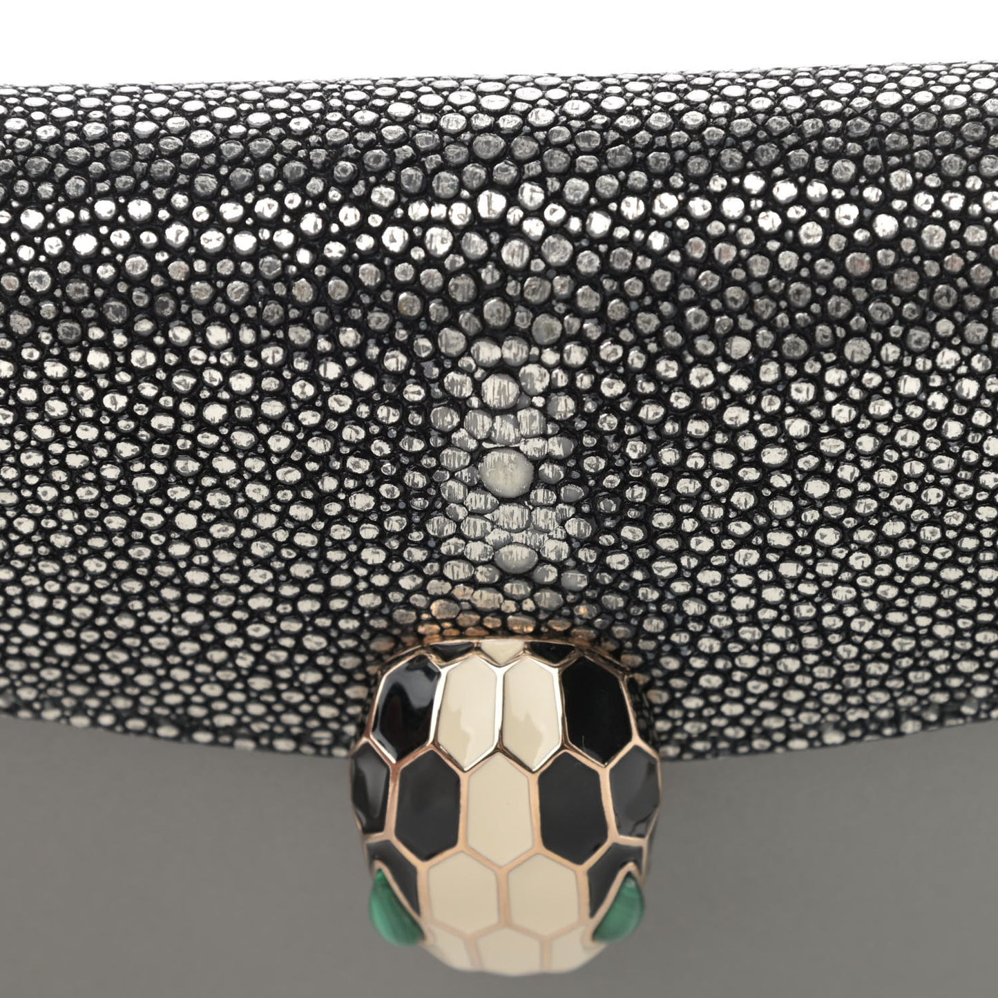 Calfskin Galuchat Serpenti Forever Flap Clutch Grey