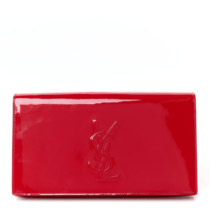 Saint Laurent Patent Monogram Large Belle De Jour Clutch Red 1 of 7