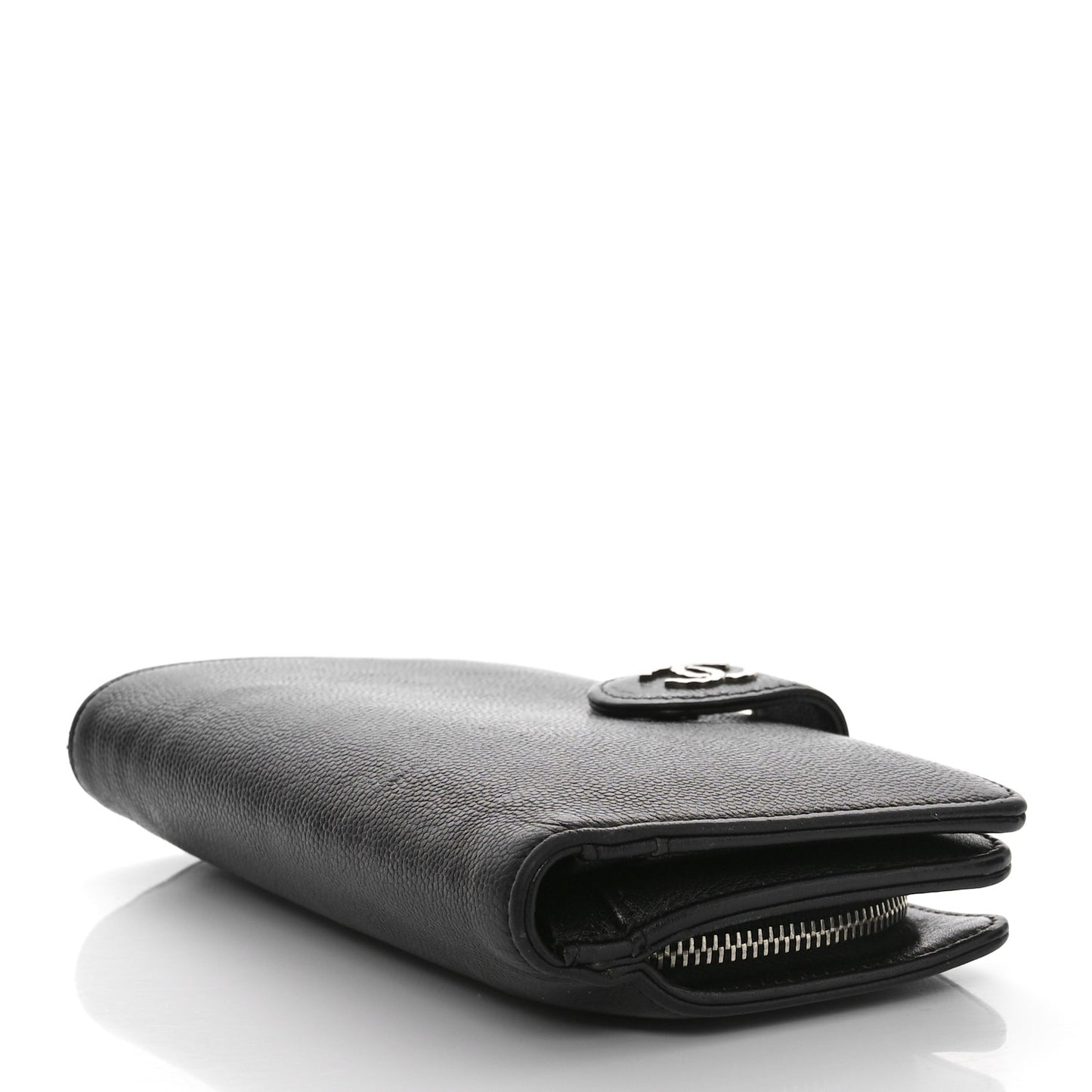 Caviar Sevruga Large Zip Pocket Wallet Black