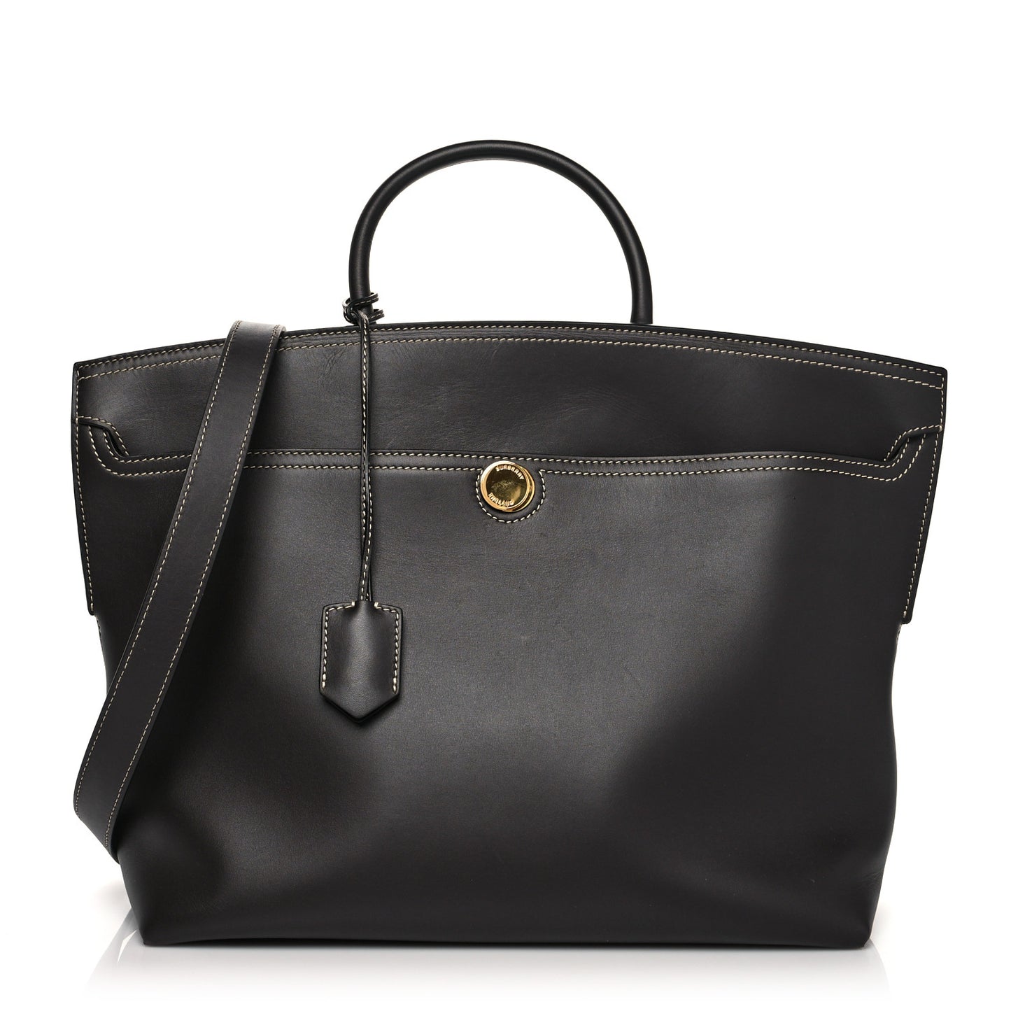 Calfskin Medium Society Top Handle Tote Dark Brown