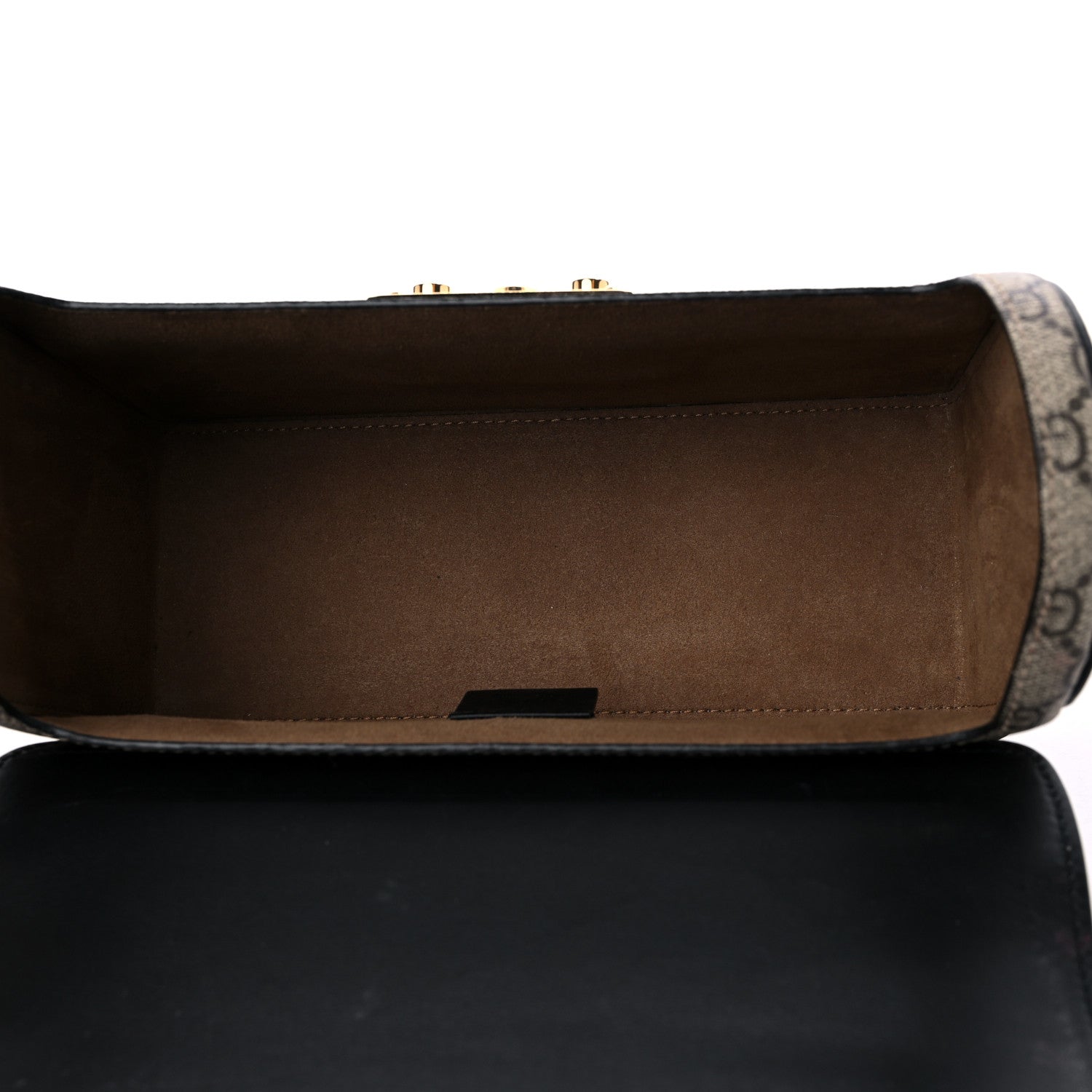 Gucci GG Supreme Monogram Small Padlock Bamboo Shoulder Bag Beige Black Cuir 4 of 13