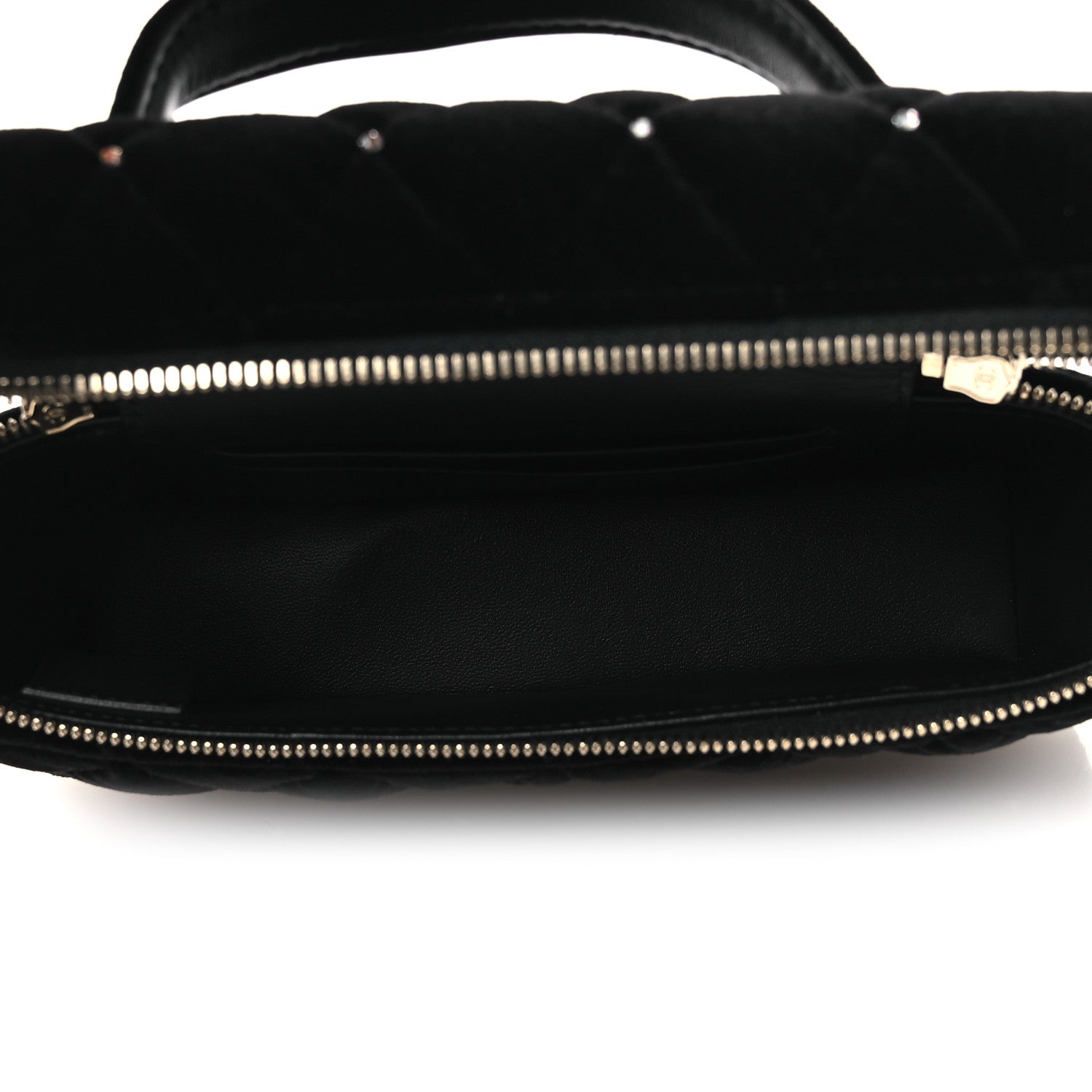 Chanel Velvet Diamanté Quilted Top Handle Slim Vanity Case With Chain Black 5 of 10