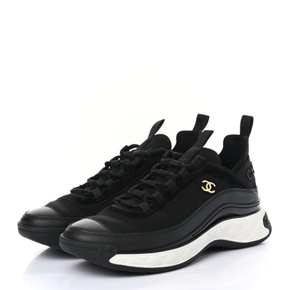 Chanel Velvet Calfskin Mixed Fibers CC Sneakers 39.5 Black 3 of 8