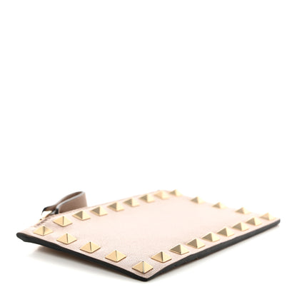 Valentino Garavani Calfskin Rockstud Coin Case Card Holder Poudre 4 of 8