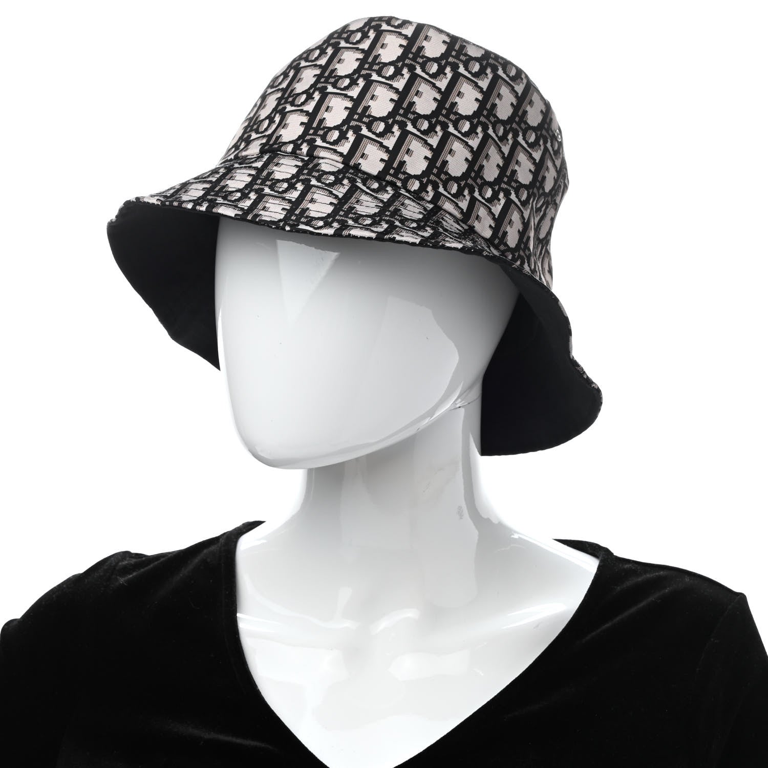 Christian Dior Oblique Reversible Teddy-D Brim Bucket Hat 58 Black 2 of 15