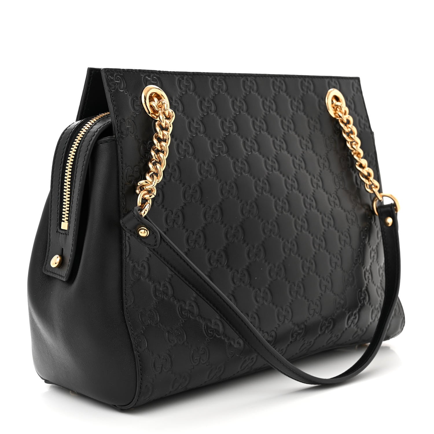 Gucci Guccissima Signature Large Shoulder Tote Bag Black 3 of 11
