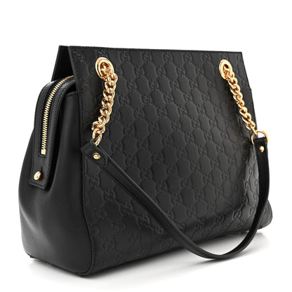 Gucci Guccissima Signature Large Shoulder Tote Bag Black 3 of 11