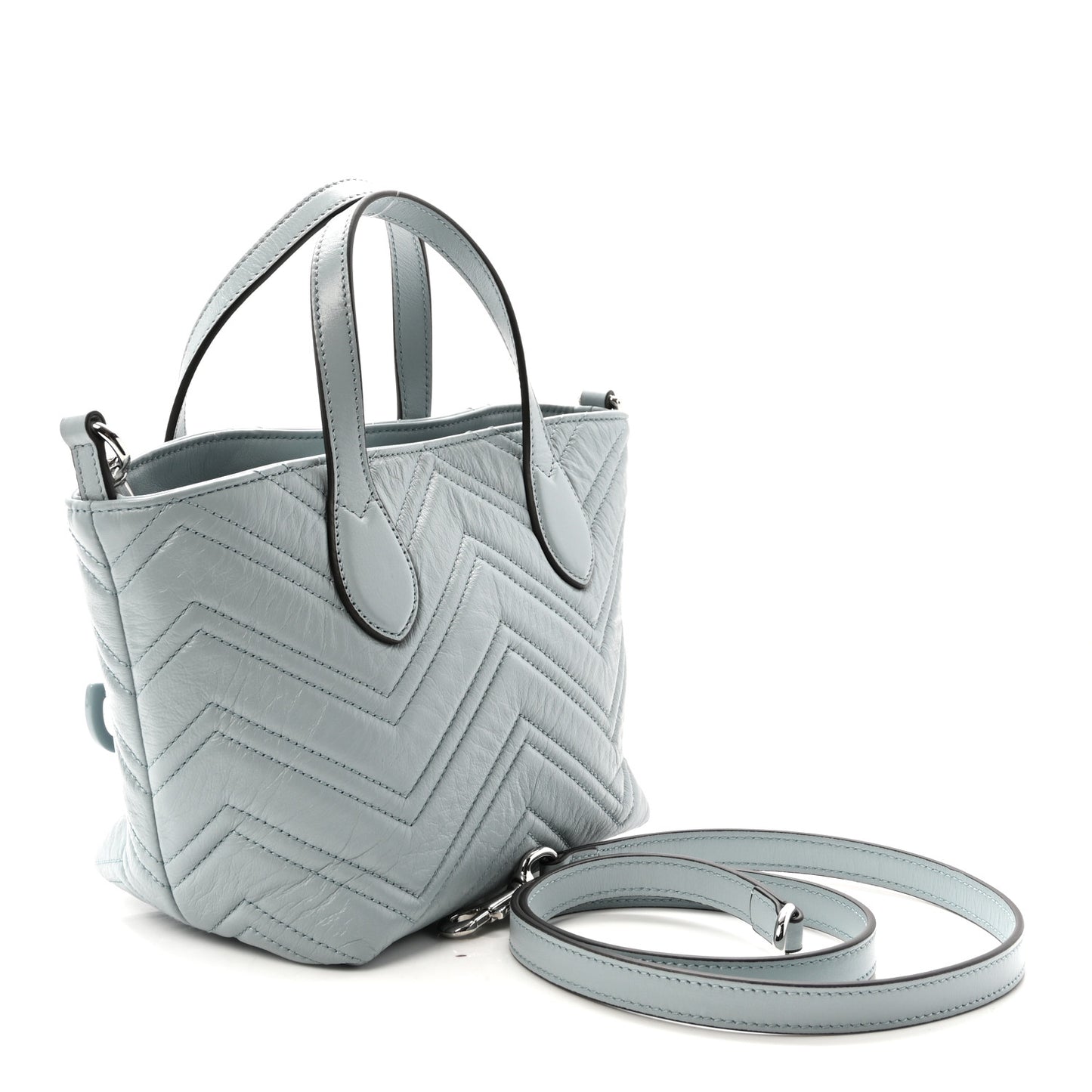 Nappa Chevron Matelasse Small GG Marmont Tote Bag Icy Blue
