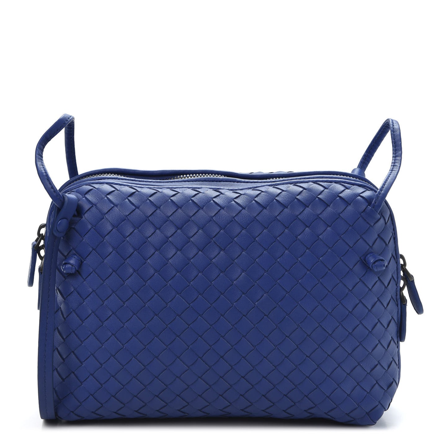 Nappa Intrecciato Double Compartment Crossbody Bag Atlantic Blue