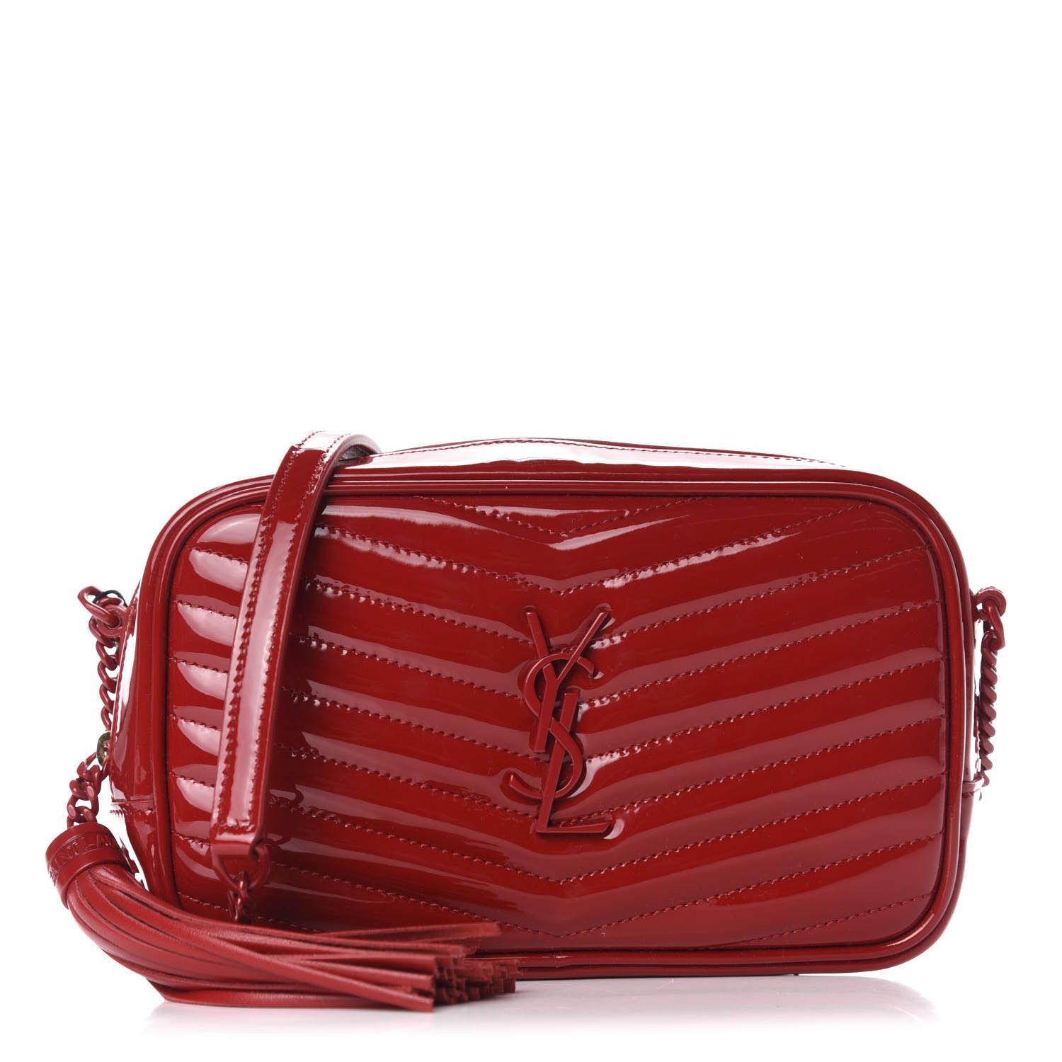 Saint Laurent Patent Calfskin Matelasse Monogram Mini Lou Camera Bag Eros Red 1 of 11