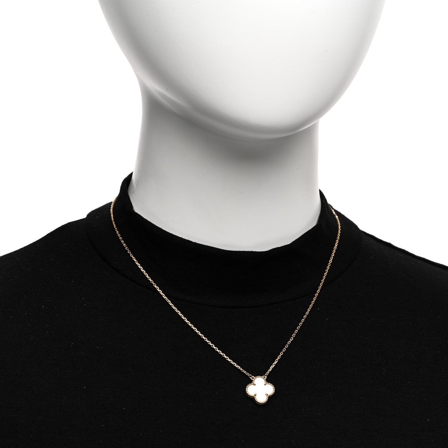 18K Yellow Gold Mother of Pearl Vintage Alhambra Pendant Necklace