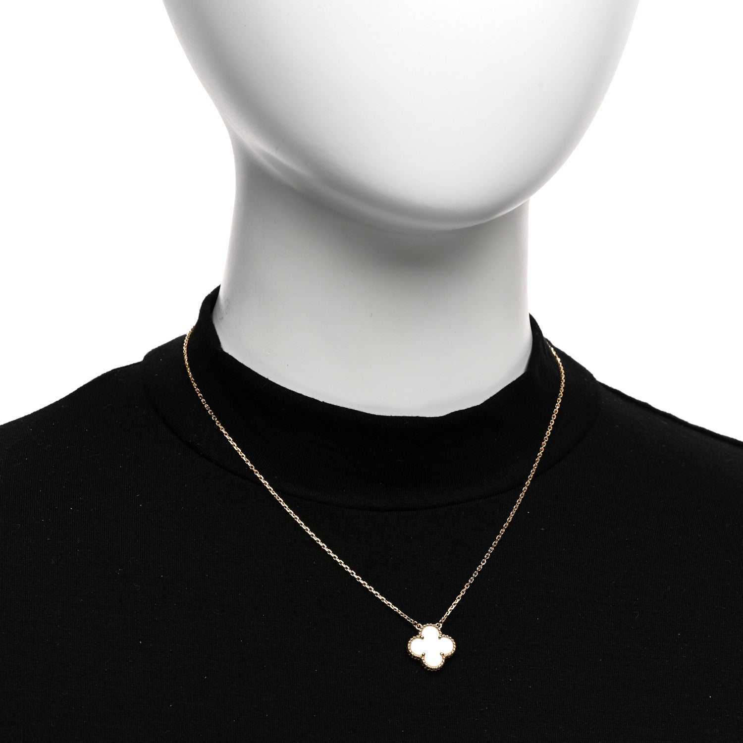 Van Cleef & Arpels 18K Yellow Gold Mother of Pearl Vintage Alhambra Pendant Necklace 2 of 5