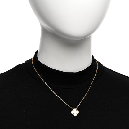 Van Cleef & Arpels 18K Yellow Gold Mother of Pearl Vintage Alhambra Pendant Necklace 2 of 5
