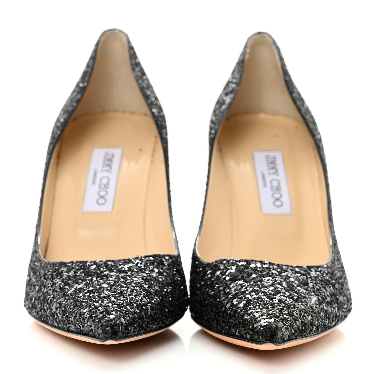 Jimmy Choo Coarse Glitter Pointy Toe Romy 85 Pumps 41 Black 1 of 7