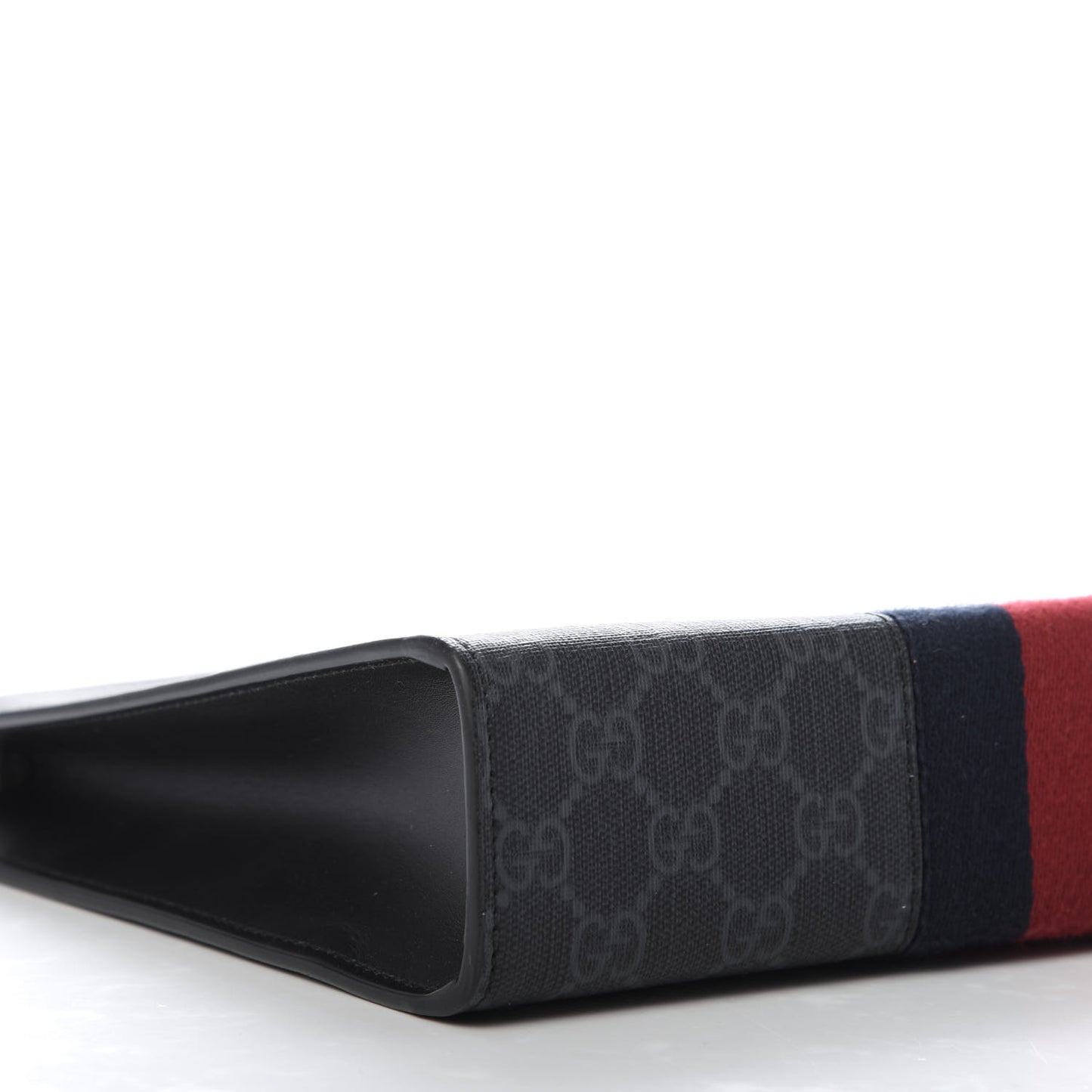 GG Supreme Monogram Selleria Calfskin Web New Web Cosmetic Case Black
