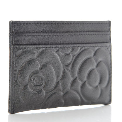 Chanel Goatskin Camellia Embossed Card Holder Grey 3 of 11