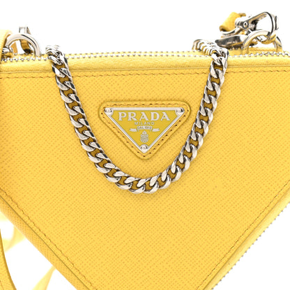 Prada Saffiano Mini Triangle Crossbody Pouch Sole 8 of 11