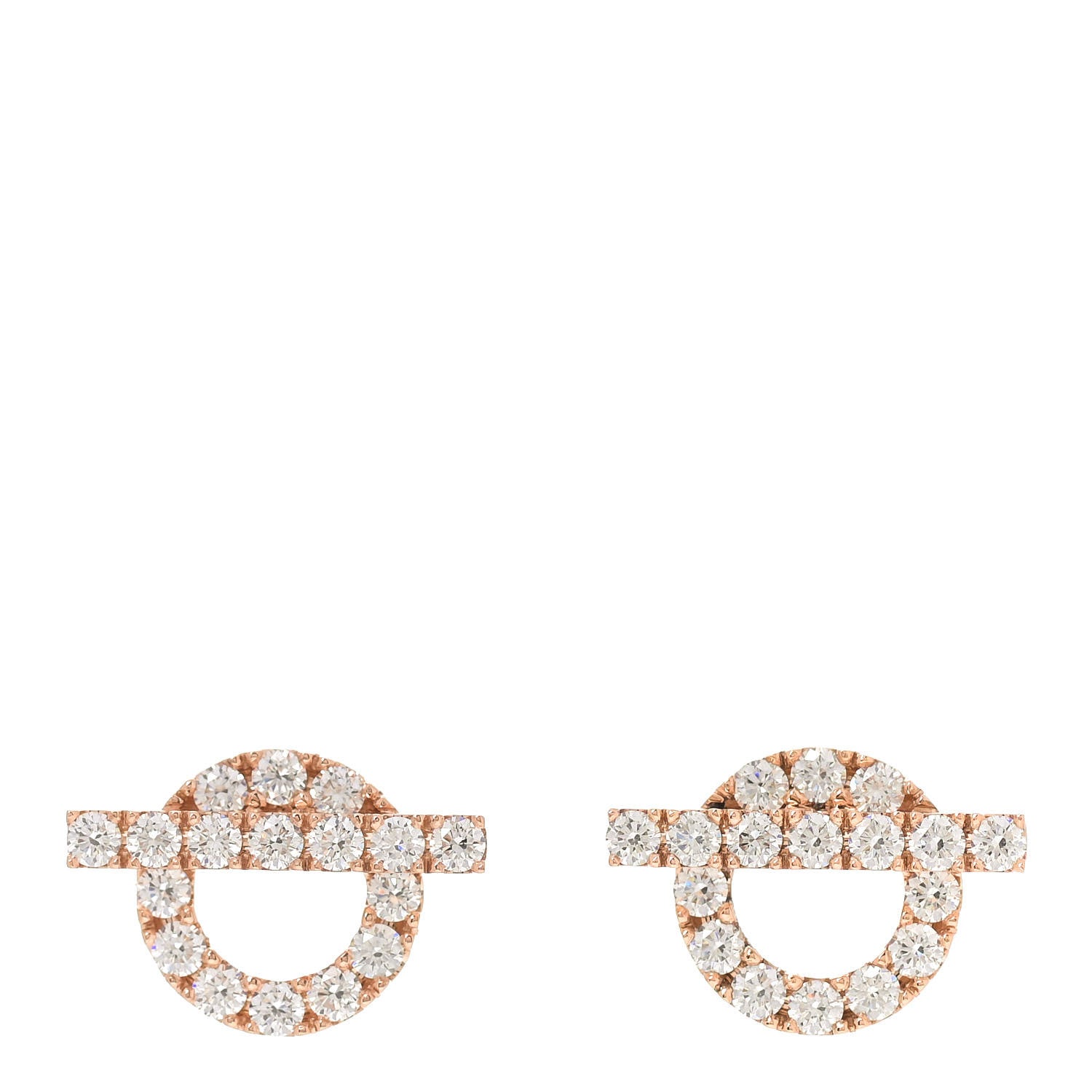 Hermes 18K Rose Gold Diamond Finesse Earrings 1 of 4